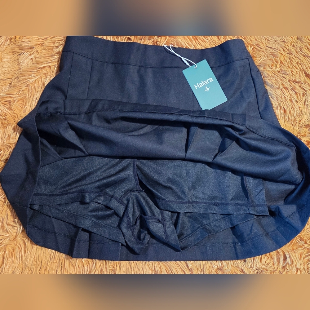 HALARA Black Pleated Skater Skirt with Built-In Shorts - Picture 3 of 6